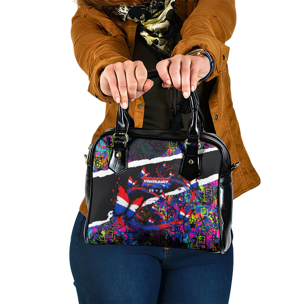 Paraguay Flag Day Shoulder Handbag Colorful Graffiti Map Butterflies