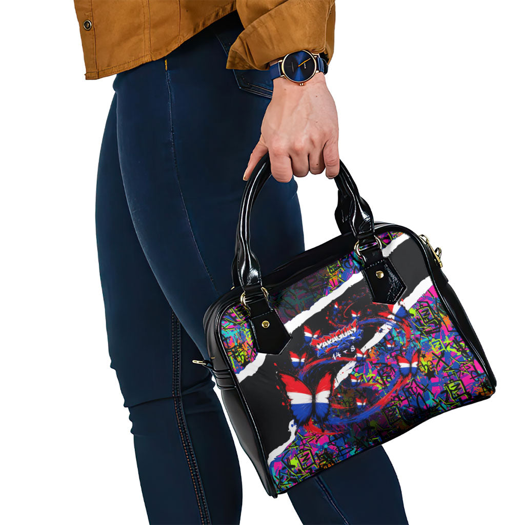 Paraguay Flag Day Shoulder Handbag Colorful Graffiti Map Butterflies