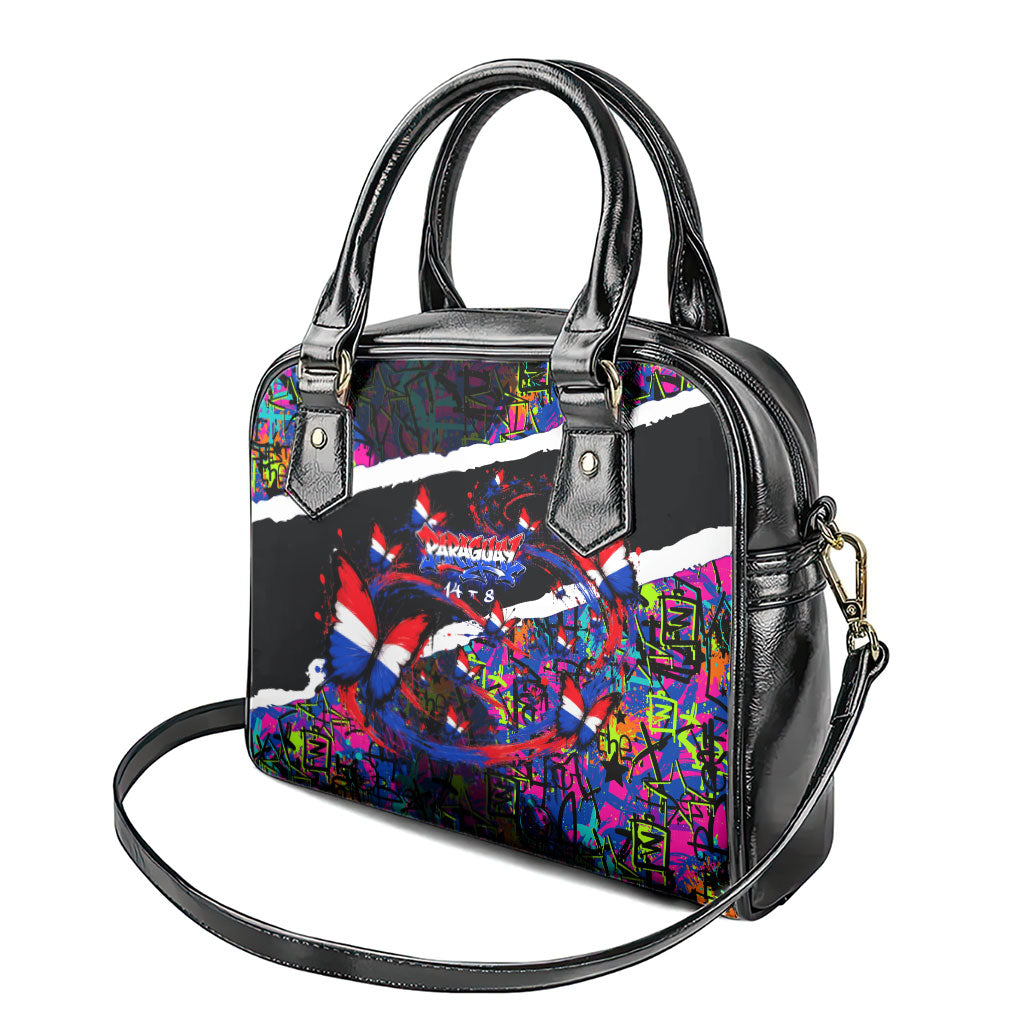 Paraguay Flag Day Shoulder Handbag Colorful Graffiti Map Butterflies