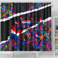 Paraguay Flag Day Shower Curtain Colorful Graffiti Map Butterflies