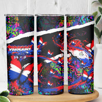 Paraguay Flag Day Skinny Tumbler Colorful Graffiti Map Butterflies
