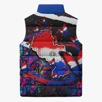 Paraguay Flag Day Sleeveless Puffer Jacket Colorful Graffiti Map Butterflies