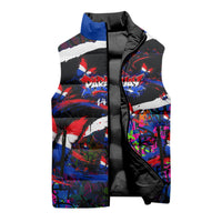 Paraguay Flag Day Sleeveless Puffer Jacket Colorful Graffiti Map Butterflies