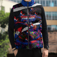 Paraguay Flag Day Sleeveless Puffer Jacket Colorful Graffiti Map Butterflies