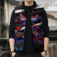 Paraguay Flag Day Sleeveless Puffer Jacket Colorful Graffiti Map Butterflies