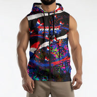 Paraguay Flag Day Sleeveless Zip Hoodie Colorful Graffiti Map Butterflies
