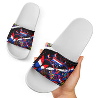 Paraguay Flag Day Slide Sandals Colorful Graffiti Map Butterflies