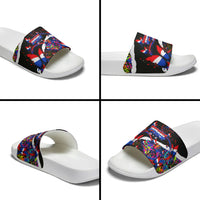 Paraguay Flag Day Slide Sandals Colorful Graffiti Map Butterflies