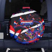 Paraguay Flag Day Spare Tire Cover Colorful Graffiti Map Butterflies