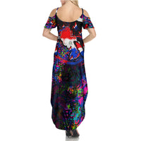 Paraguay Flag Day Summer Maxi Dress Colorful Graffiti Map Butterflies