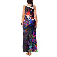 Paraguay Flag Day Tank Maxi Dress Colorful Graffiti Map Butterflies