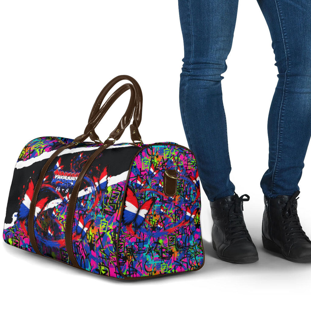 Paraguay Flag Day Travel Bag Colorful Graffiti Map Butterflies