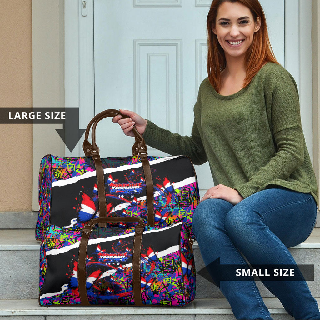 Paraguay Flag Day Travel Bag Colorful Graffiti Map Butterflies