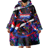 Paraguay Flag Day Wearable Blanket Hoodie Colorful Graffiti Map Butterflies