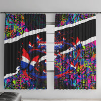 Paraguay Flag Day Window Curtain Colorful Graffiti Map Butterflies