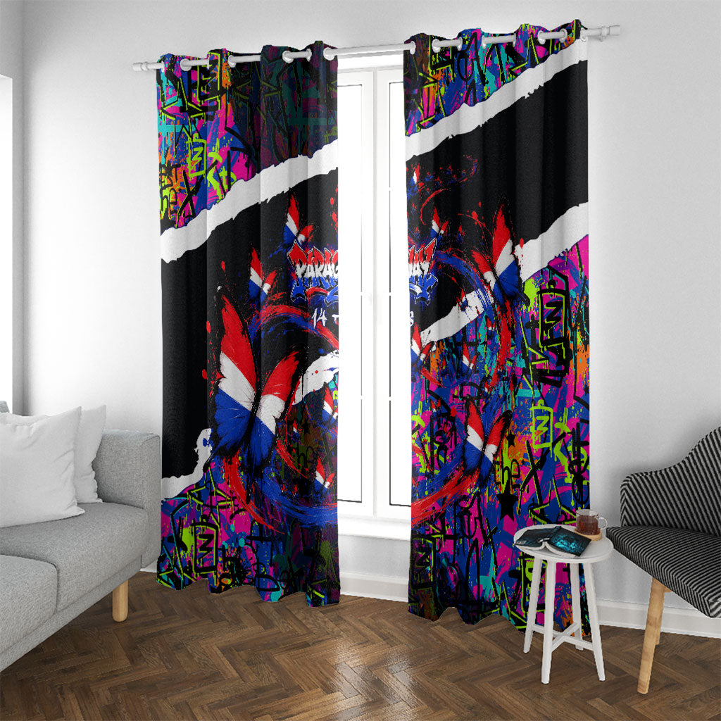 Paraguay Flag Day Window Curtain Colorful Graffiti Map Butterflies