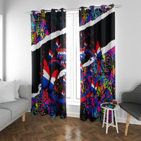 Paraguay Flag Day Window Curtain Colorful Graffiti Map Butterflies