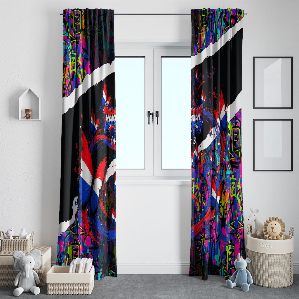 Paraguay Flag Day Window Curtain Colorful Graffiti Map Butterflies