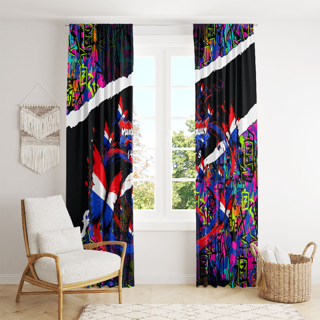Paraguay Flag Day Window Curtain Colorful Graffiti Map Butterflies