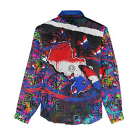 Paraguay Flag Day Women Casual Shirt Colorful Graffiti Map Butterflies