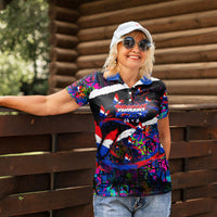 Paraguay Flag Day Women Polo Shirt Colorful Graffiti Map Butterflies