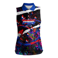 Paraguay Flag Day Women Sleeveless Polo Shirt Colorful Graffiti Map Butterflies