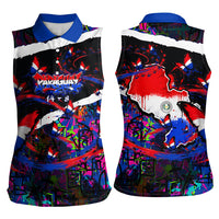 Paraguay Flag Day Women Sleeveless Polo Shirt Colorful Graffiti Map Butterflies