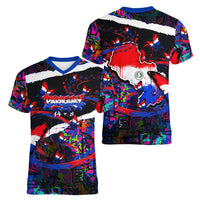 Paraguay Flag Day Women V-Neck T-Shirt Colorful Graffiti Map Butterflies
