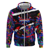 Paraguay Flag Day Zip Hoodie Colorful Graffiti Map Butterflies