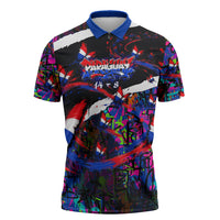 Paraguay Flag Day Zipper Polo Shirt Colorful Graffiti Map Butterflies