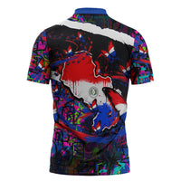 Paraguay Flag Day Zipper Polo Shirt Colorful Graffiti Map Butterflies