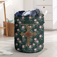 Rosicrucian Order Rose Cross Laundry Basket Gothic Baroque Crucifix Vintage Floral