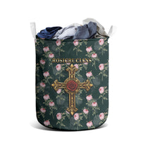 Rosicrucian Order Rose Cross Laundry Basket Gothic Baroque Crucifix Vintage Floral