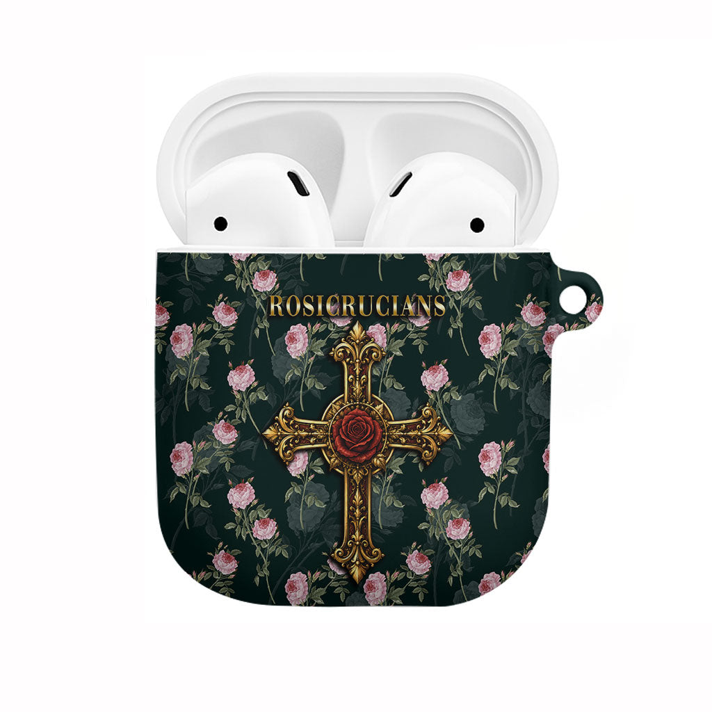 Rosicrucian Order Rose Cross AirPods Case Gothic Baroque Crucifix Vintage Floral