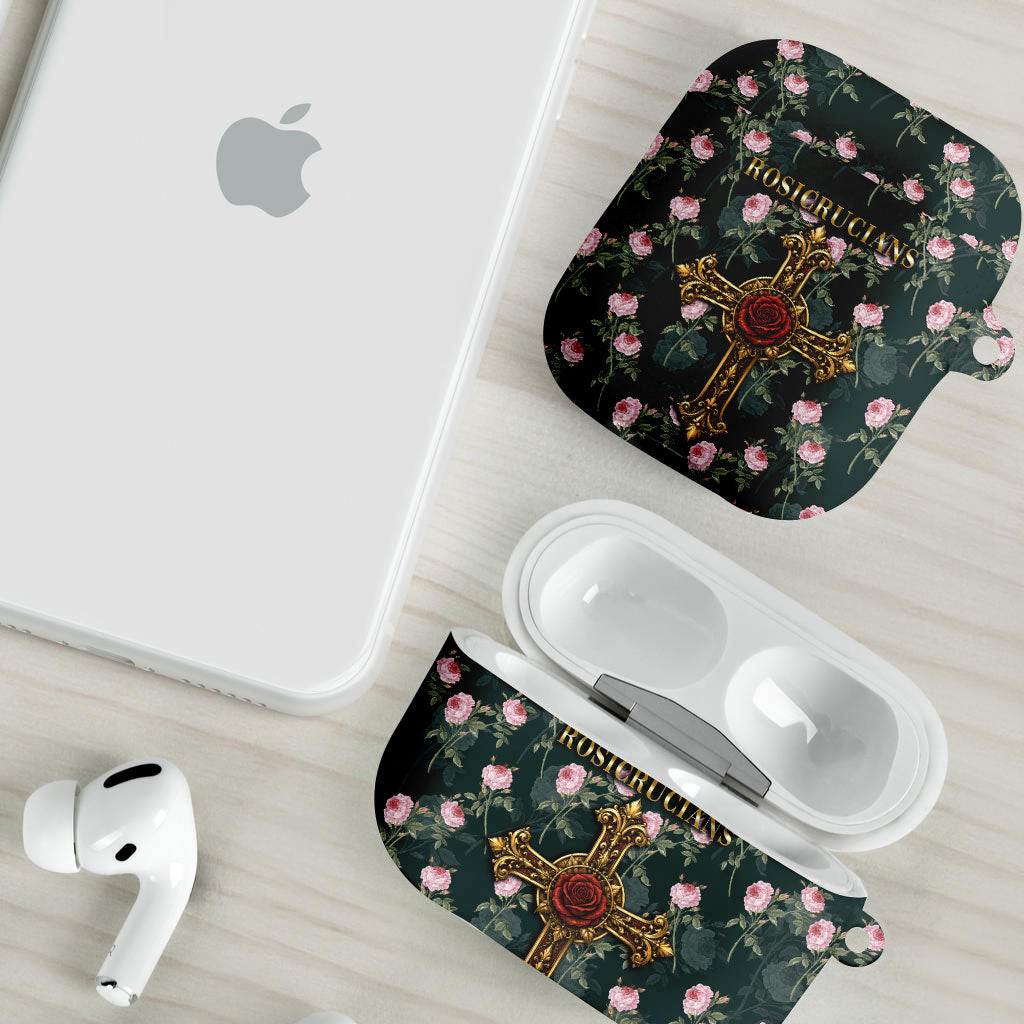 Rosicrucian Order Rose Cross AirPods Case Gothic Baroque Crucifix Vintage Floral