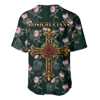 Rosicrucian Order Rose Cross Baseball Jersey Gothic Baroque Crucifix Vintage Floral