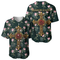 Rosicrucian Order Rose Cross Baseball Jersey Gothic Baroque Crucifix Vintage Floral