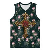 Rosicrucian Order Rose Cross Basketball Jersey Gothic Baroque Crucifix Vintage Floral