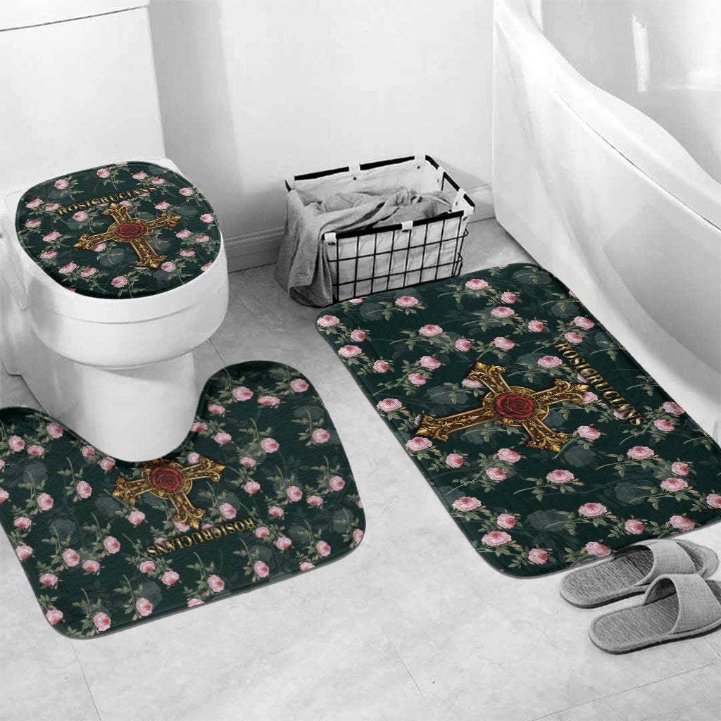 Rosicrucian Order Rose Cross Bathroom Set Gothic Baroque Crucifix Vintage Floral