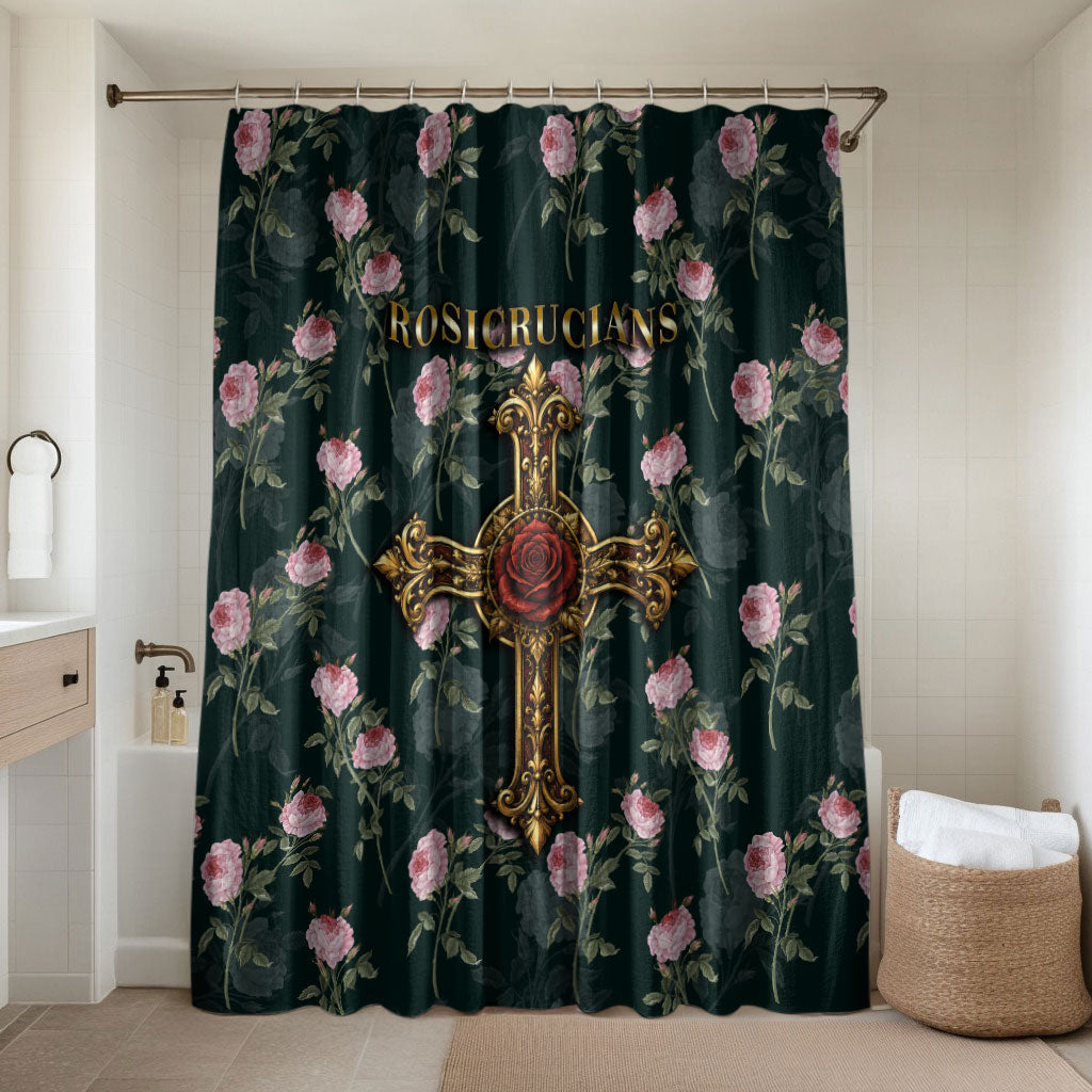 Rosicrucian Order Rose Cross Bathroom Set Gothic Baroque Crucifix Vintage Floral