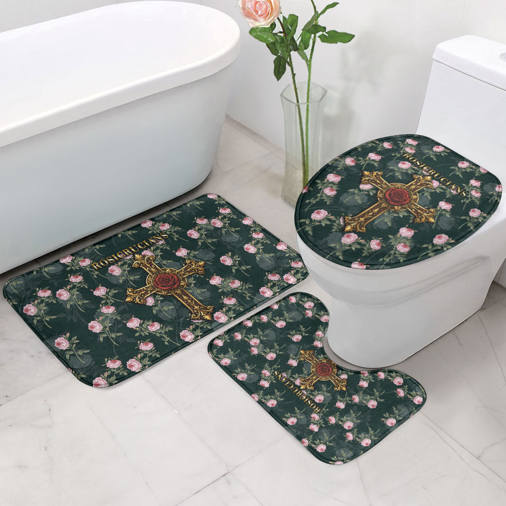 Rosicrucian Order Rose Cross Bathroom Set Gothic Baroque Crucifix Vintage Floral