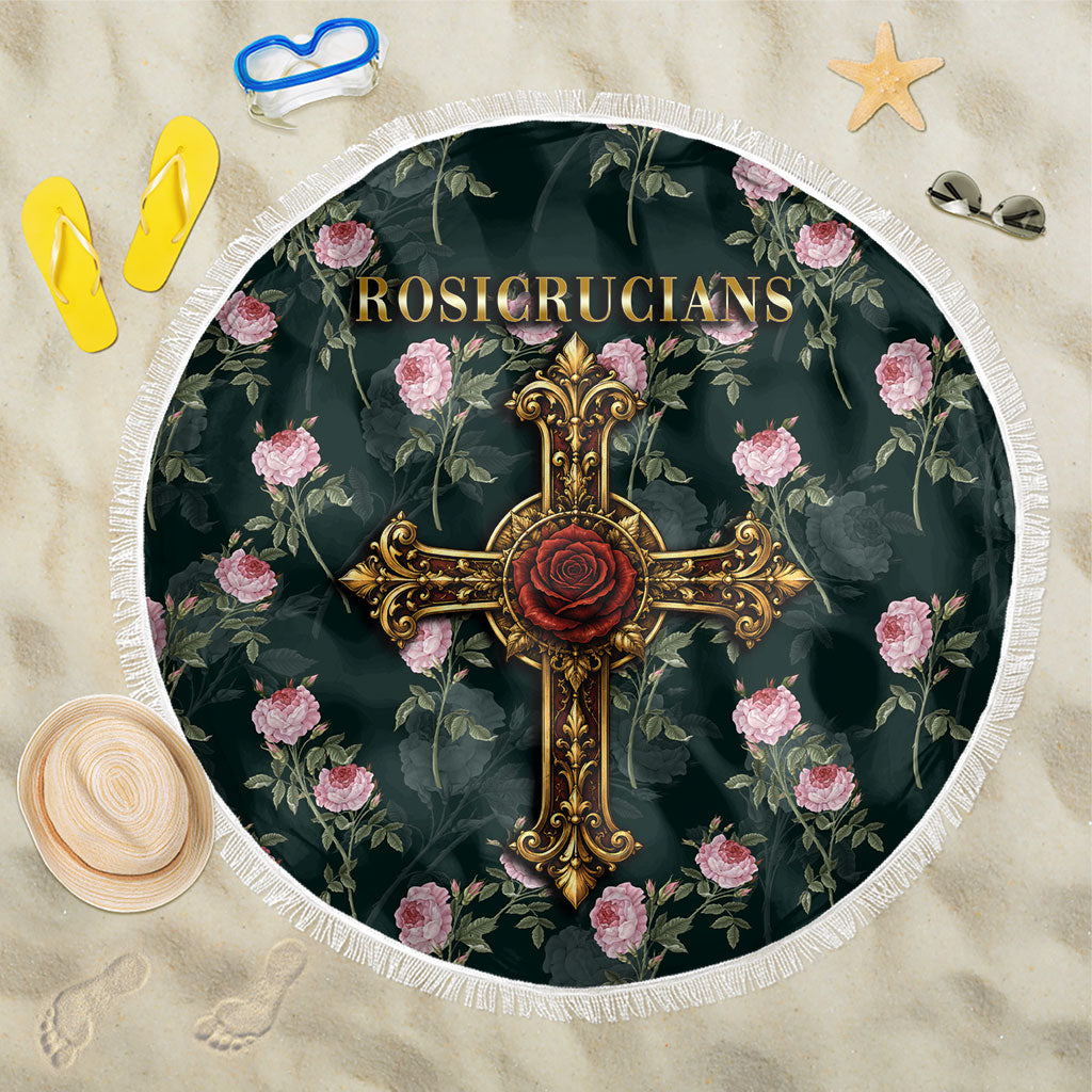 Rosicrucian Order Rose Cross Beach Blanket Gothic Baroque Crucifix Vintage Floral