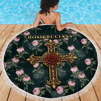 Rosicrucian Order Rose Cross Beach Blanket Gothic Baroque Crucifix Vintage Floral