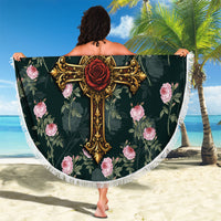 Rosicrucian Order Rose Cross Beach Blanket Gothic Baroque Crucifix Vintage Floral