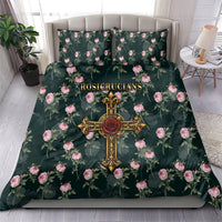Rosicrucian Order Rose Cross Bedding Set Gothic Baroque Crucifix Vintage Floral
