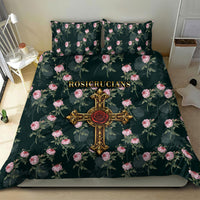 Rosicrucian Order Rose Cross Bedding Set Gothic Baroque Crucifix Vintage Floral