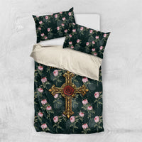 Rosicrucian Order Rose Cross Bedding Set Gothic Baroque Crucifix Vintage Floral
