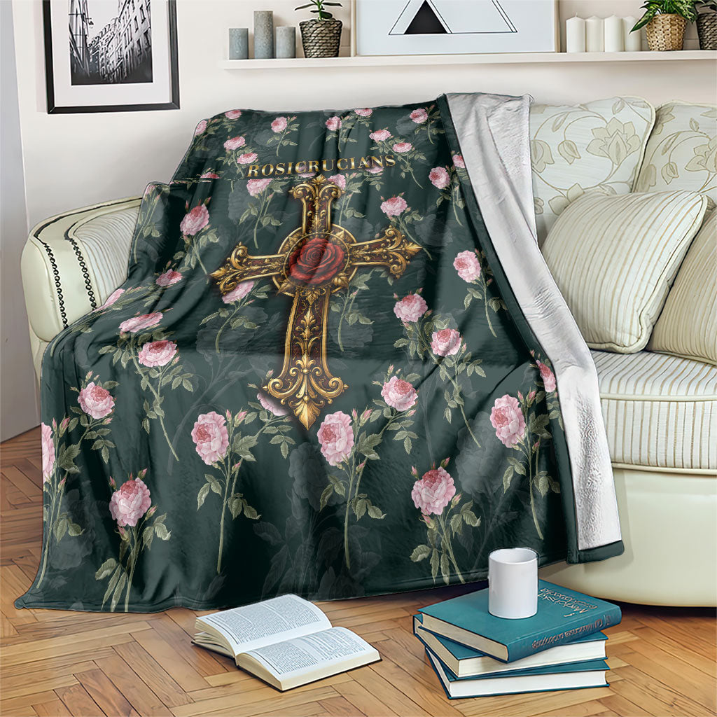 Rosicrucian Order Rose Cross Blanket Gothic Baroque Crucifix Vintage Floral