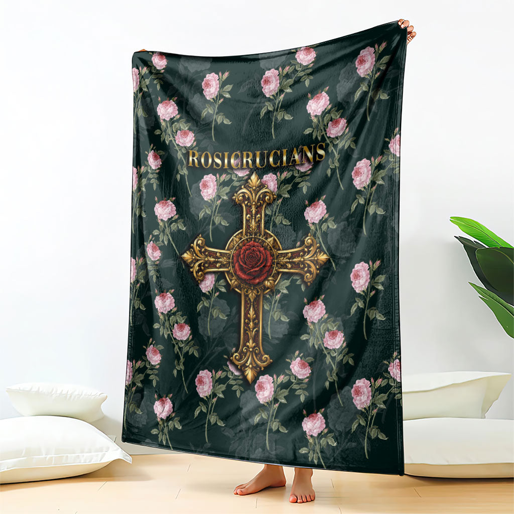 Rosicrucian Order Rose Cross Blanket Gothic Baroque Crucifix Vintage Floral