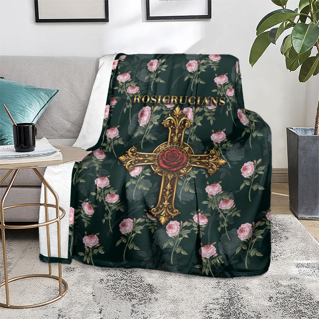 Rosicrucian Order Rose Cross Blanket Gothic Baroque Crucifix Vintage Floral